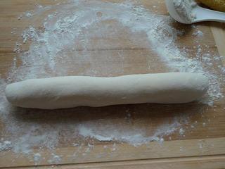 Leek and Dried Shrimp Stuffed Pan-Fried Pancakes step 13: Divide the dough into two portions. Keep one covered while working with the othe