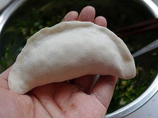 Leek and Dried Shrimp Stuffed Pan-Fried Pancakes step 17: Bring the edges together and seal tightly.