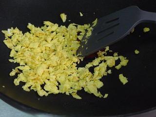 Leek and Dried Shrimp Stuffed Pan-Fried Pancakes step 7: Scramble one egg until cooked and finely chop it.
