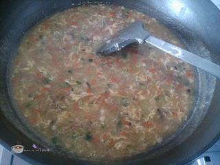 Beef and Vegetable Egg Drop Soup step 16: Stir in the cornstarch slurry until the soup reaches the desired consistency.