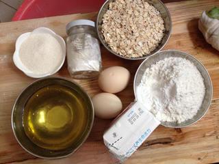 Oatmeal Muffins step 1: Prepare the oats, bread flour, vegetable oil, granulated sugar, eggs, milk, and 
