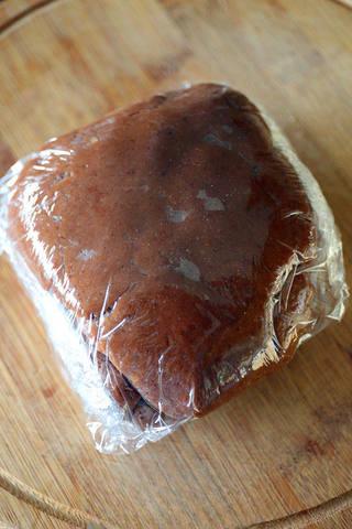 Cherry Chocolate Tart step 5: Wrap the dough in plastic wrap and refrigerate for at least 2 hours.
