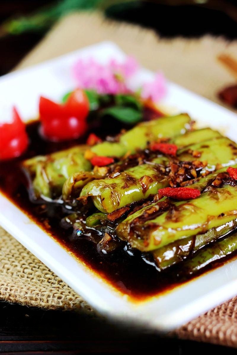 Tiger Skin Green Peppers finished dish