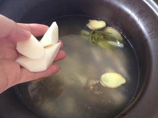 Chicken and Chinese Yam Soup step 9: Add the Chinese yam to the soup and continue simmering for about 40 minutes.