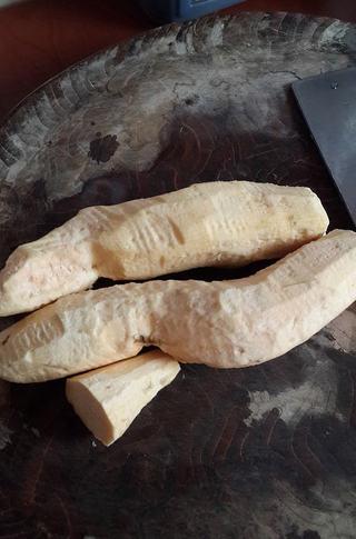 Candied Sweet Potato Fries step 1: Peel the sweet potatoes.