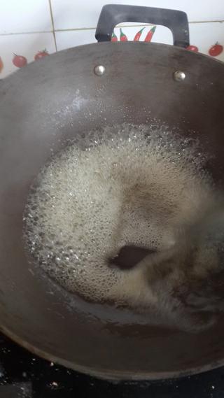 Candied Sweet Potato Fries step 6: Continue heating and stirring until the mixture turns a deep amber color.