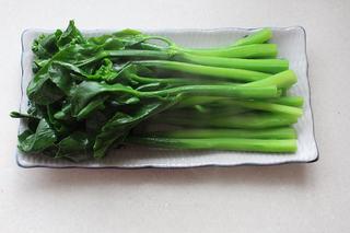 Blanched Chinese Broccoli with Oyster Sauce step 4: Remove the Chinese broccoli and drain well. Arrange neatly on a serving plate.