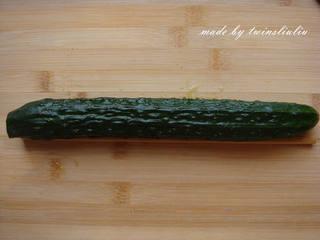 Sichuan Peppercorn Cucumber Salad step 11: Turn the cucumber over and place the chopstick underneath again.