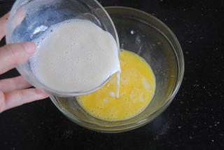 Japanese Dorayaki Recipe step 5: Pour the egg mixture into a large bowl and whisk again until smooth.