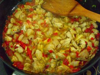 Chicken with Chopped Chili Peppers Recipe step 6: Season with sugar, oyster sauce, and chicken bouillon powder. Stir-fry until the