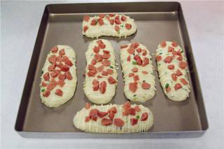 Savory Sweet Bread Recipe step 7: Top with diced ham.