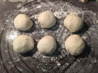 Pan-Fried Flatbread with Preserved Pork Recipe step 3: Punch down the dough, divide it into six equal portions, and let them rest for a