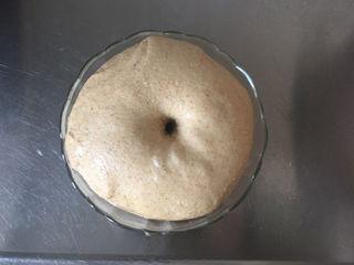 Whole Wheat Bread with Pork Floss Filling step 6: Check the fermentation by pressing a finger into the dough. If the indentation r