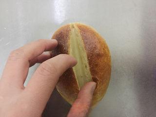 Whole Wheat Bread with Pork Floss Filling step 9: Allow the bread to cool completely, then slice each roll horizontally without cu