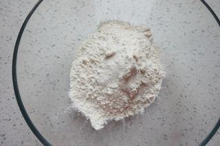 Tomato and Dough Drop Soup step 1: Combine the flour with a small pinch of salt in a mixing bowl.