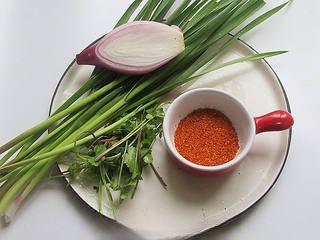 Pan-Fried Stinky Tofu step 1: Gather all the ingredients and prepare the dipping sauce components.
