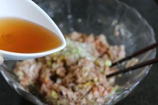 Lamb and Cabbage Dumplings Recipe step 9: Season with salt, soy sauce, and black pepper. Gradually stir in the peppercorn