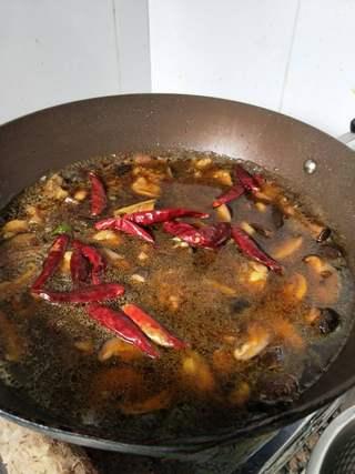 Braised Chicken with Shiitake Mushrooms and Root Vegetables step 8: Pour in enough water, including some of the reserved mushroom soaking liquid, to