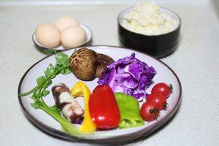 Omelette Fried Rice step 1: Gather and prepare all the ingredients.