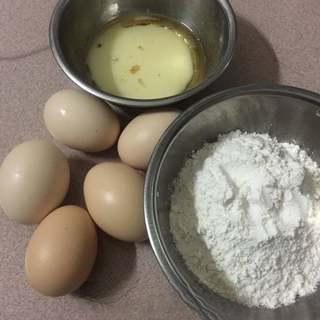 Easy Rice Cooker Sponge Cake Recipe step 1: Gather and measure all the ingredients.