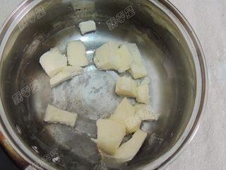Classic Cream Puffs step 5: Combine the water, salt, sugar, and butter in a saucepan.