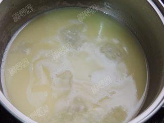 Classic Cream Puffs step 6: Heat over medium heat, stirring occasionally until the butter melts completely a