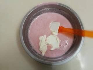 Strawberry Yogurt Mousse Cake step 19: Fold half of the whipped cream into the strawberry mixture to make the strawberr
