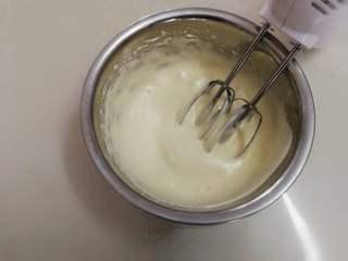 Strawberry Yogurt Mousse Cake step 3: Continue whisking until the mixture becomes pale, thick, and fluffy.