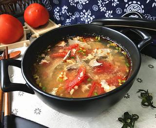 Tomato Pork Liver Soup Recipe step 12: Transfer to a serving bowl.