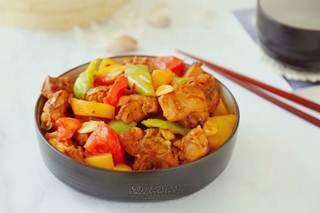 Chicken Thighs and Potato Stir-Fry step 12: Enjoy the finished chicken and potato stir-fry with rice.