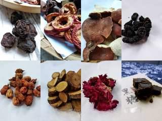 Sour Plum Drink step 1: Gather the dried smoked plums, hawthorn berries, aged tangerine peel, black juju
