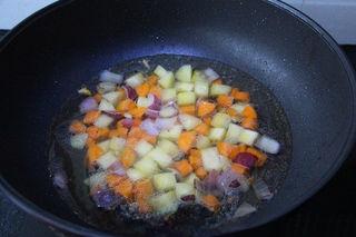 Vegetable Curry Rice step 8: Pour in enough water to cover the vegetables and bring to a boil.