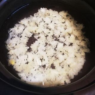 Lotus Seed and White Fungus Dessert Soup step 3: Add enough water to generously cover the fungus and simmer for about 1 hour, or