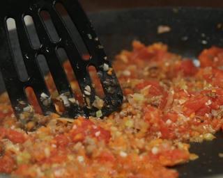 Beef and Tomato Pasta step 10: Season with salt, sugar, black pepper, and Italian herbs. Simmer over low heat u