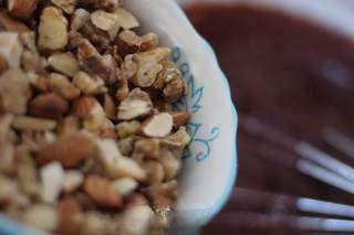 Dark Chocolate Walnut Brownies step 12: Fold in the chopped walnuts and almonds.