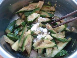 Smashed Cucumber Salad step 3: Add salt, sugar, soy sauce, black vinegar, and sesame oil. Toss well until the c