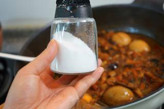 Braised Pork Belly with Mushrooms and Eggs step 19: Simmer until the sauce has reduced significantly and the flavors are concentrate