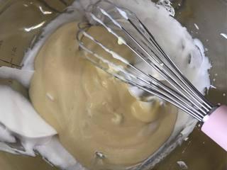 Japanese Yogurt Cheesecake step 9: Add the remaining whipped egg whites in batches.