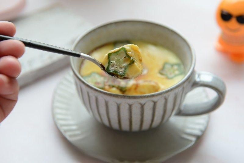 Steamed Egg Custard with Okra recipe photo