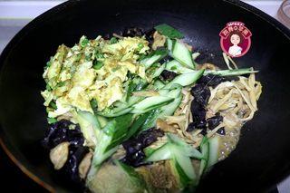 Moo Shu Pork step 10: Stir-fry everything together until evenly combined and heated through. Serve imm