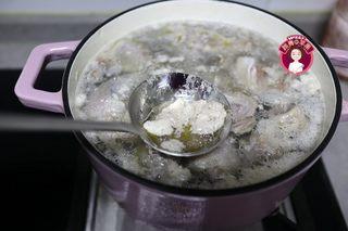 Dried Cuttlefish Duck Soup step 4: Place the duck and squab into a large pot with cold water. Bring to a gentle boi
