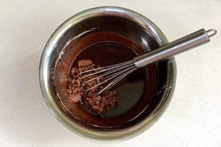Chocolate Chiffon Cake step 5: Add the milk and mix until smooth.