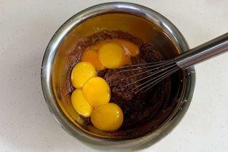 Chocolate Chiffon Cake step 7: Add a few drops of lemon juice to the egg whites. Beat on low speed until foamy.