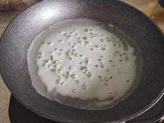Easy Scallion Egg Pancakes step 4: Heat a lightly oiled nonstick skillet over medium heat. Pour in a portion of the