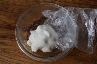 Snow Skin Mooncakes step 4: Once slightly cooled, wear food-safe gloves and knead the dough until soft and e