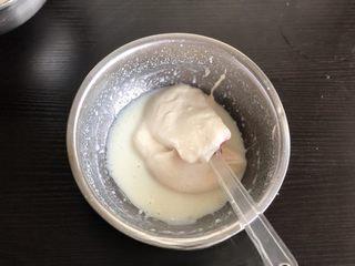 Classic Sponge Cake step 5: Mix the milk and corn oil until emulsified. Stir a small portion of batter into
