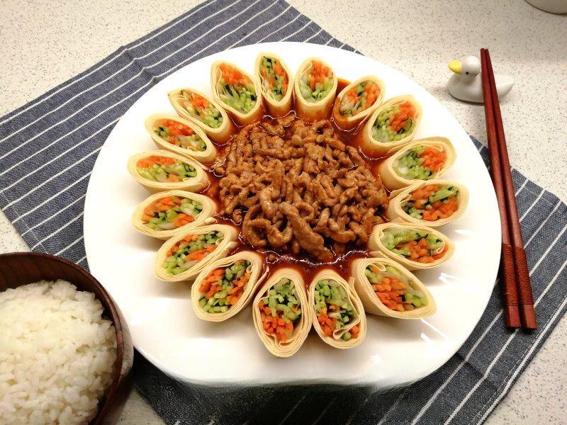Pork Loin and Vegetable Rolls finished dish