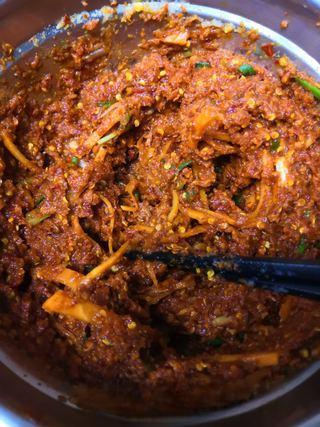 Fruit Kimchi with Napa Cabbage step 15: Mix everything until a uniform seasoning paste forms.