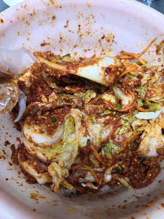 Fruit Kimchi with Napa Cabbage step 18: Taste the seasoning paste and adjust with additional vinegar, sugar, or salt if 