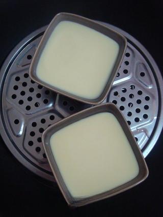 Steamed Milk Custard with Mango and Honey Almonds step 10: Steam over high heat for about 15 minutes until the custard is set.